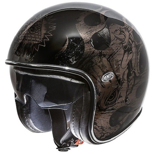 CASCO HELMET JET IN FIBRA VINTAGE EVO BD BLACK CHROMED LUCIDO PREMIER SIZE  XL | eBay