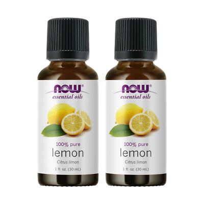 2 x NOW 100% PURE Lemon Essential Oil 1oz 30 ml Citrus limon