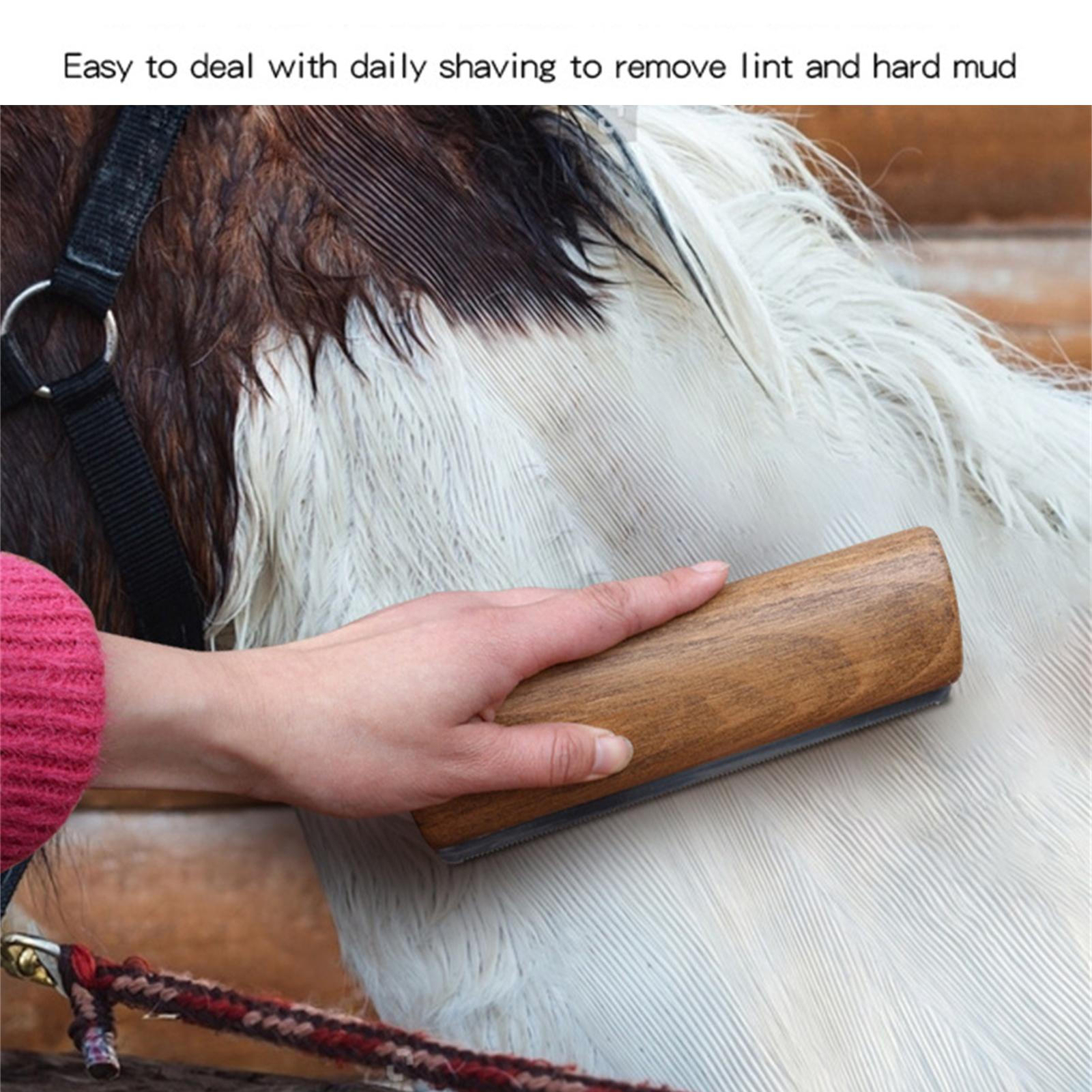 Horse Grooming/Shedding Blade Wood Handle Stainless Steel Teeth Brush For Horse eBay