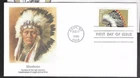 shoshone  INDIAN TRIBE HEADDRESS  1990  FLEETWOOD CACHET FDC DESIGN#2 UNADDR