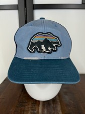 Patagonia Hat Cap Snap Back Adult One Size Blue Trucker Mesh Fitz Roy Bear