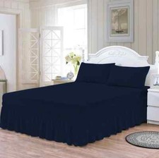 Image of Base Valance Sheets Polycotton Plain Box Pleated Platform Bed Sheets in All Size