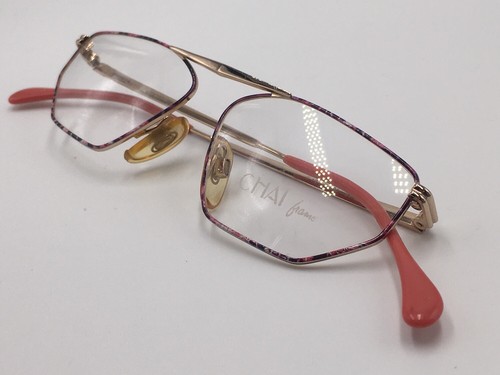 CHAI Brille Damen Gold Schwarz Rechteckig klein R19 Vintage - Picture 9 of 10