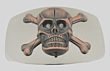 Skull Belt Buckles Vintage Copper Metal Silver Skeleton Crossbones Pirate Sign