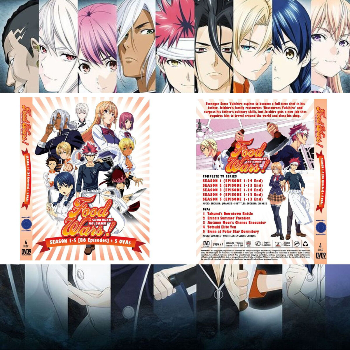 DVD Anime Food Wars! Shokugeki No Soma Season 1-5 Vol.1-86 End English  Subtitle