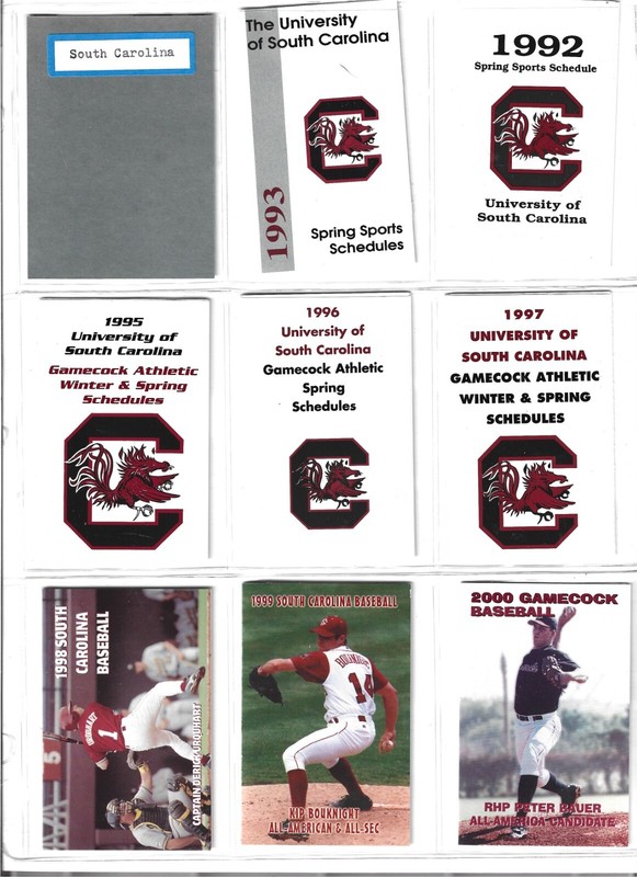 South Carolina Gamecocks college baseball schedules - 1992-2012* 21 schedules