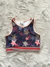 Girls Age 5 Years Blue Mix With Star Pattern Crew Neck Activewear Vest Top