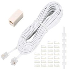 Phone Extension Cord 33 Ft Telephone Cable with Standard RJ11 Plug and 1 in-L...