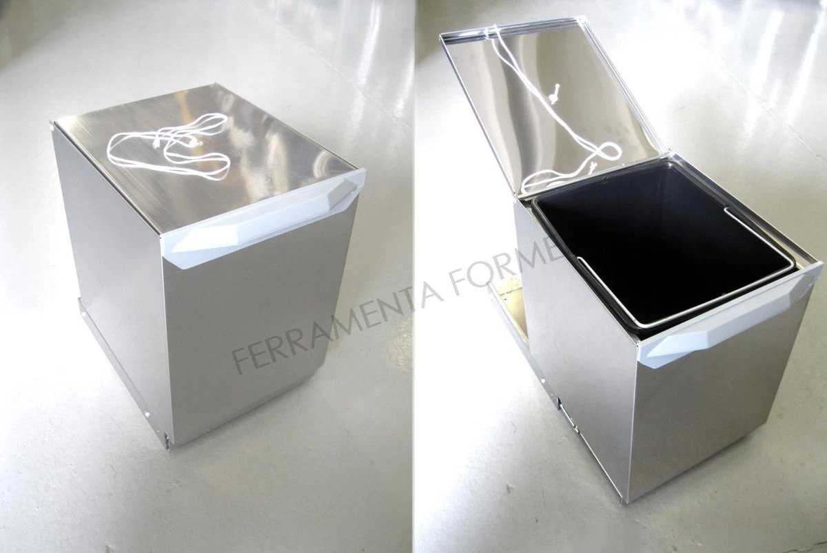 Pattumiera Da Cucina 50 Litri In Acciaio Inox Spazzolato - Secchio Interno E 40 Sacchetti Inclusi