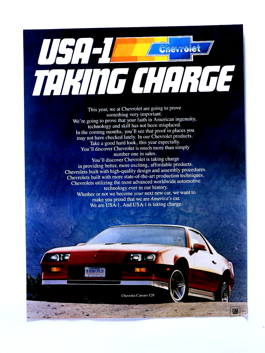 1982 Camaro Z28 VTG Chevrolet U.S.A. Taking Charge Original Print