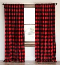 Buffalo Checkered 100% Polyester Curtain Window Treatment/Décor Red & Black