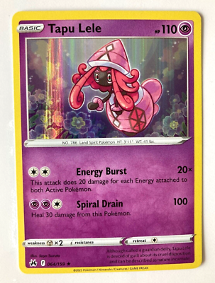 Pokemon TCG Crown Zenith Tapu Lele 064/159 Reverse Holo Rare | eBay
