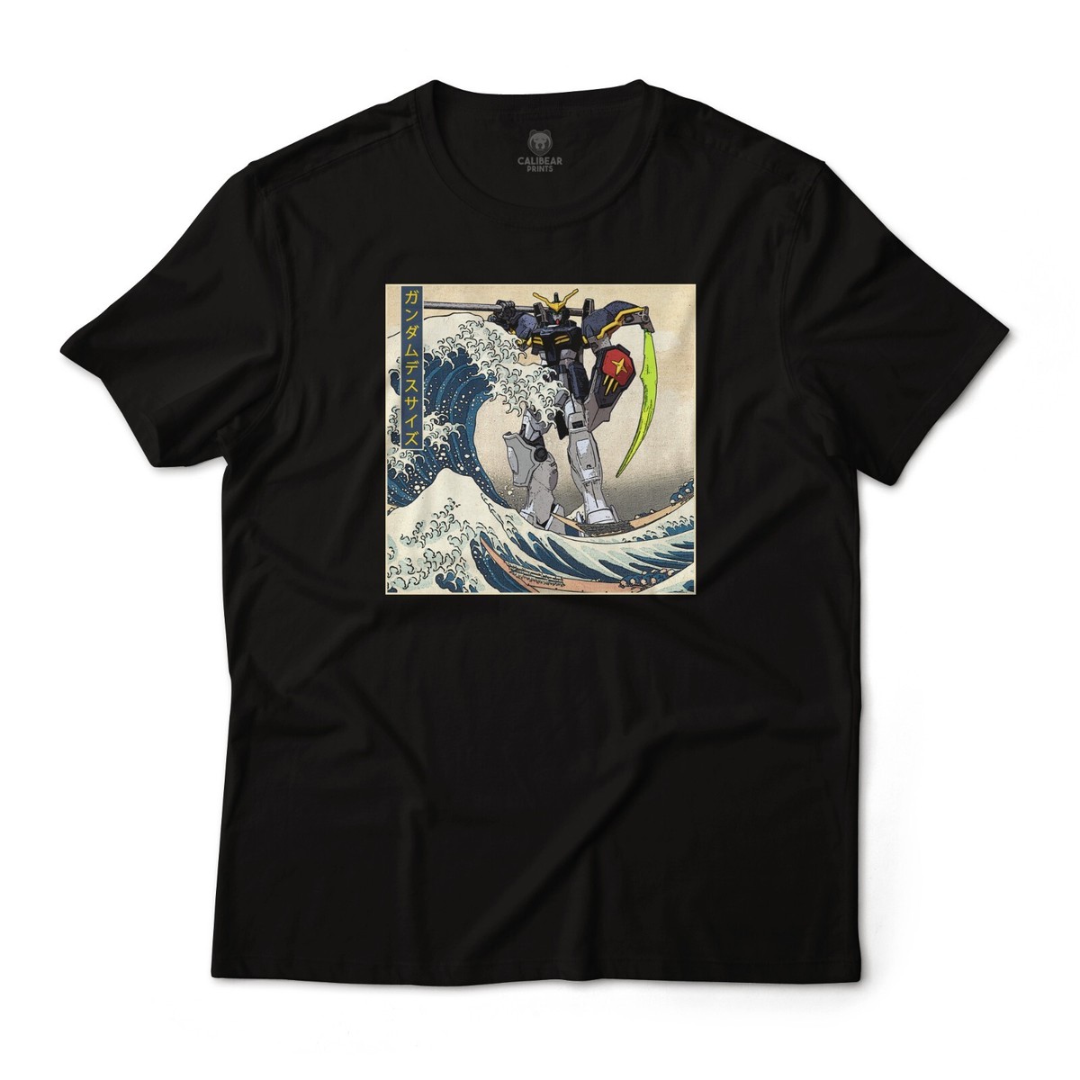 Gundam Deathscythe in the Great Wave off Kanagawa Anime Graphic 