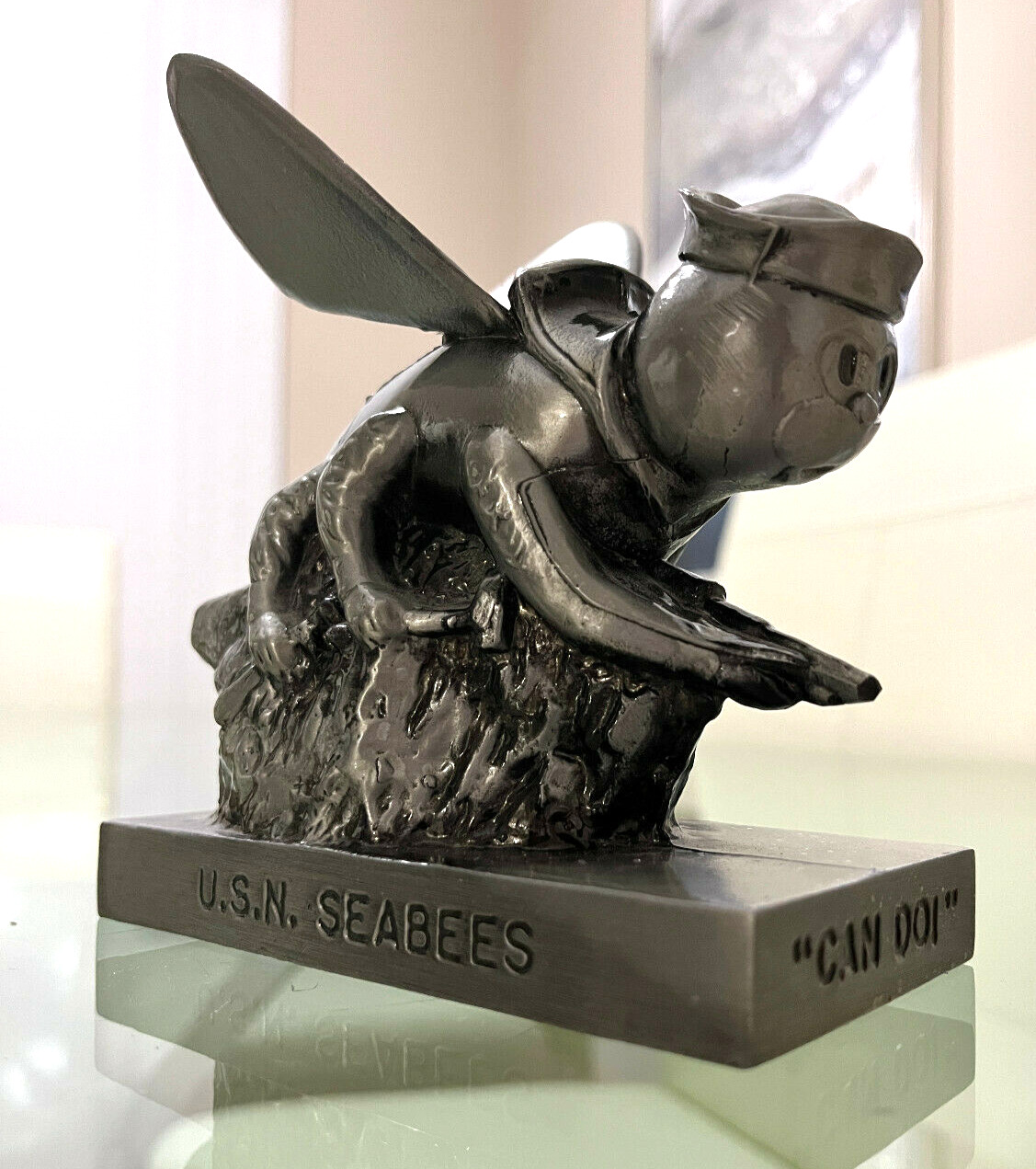USN United States Navy Seabees 50th Anniversary Statue Bank - Limited & RARE