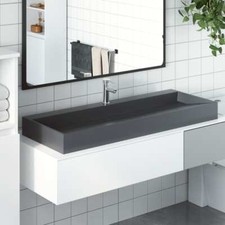 Image of Wash Basin 120x46x11 cm Mineral Cast/Marble Cast Anthracite vidaXL