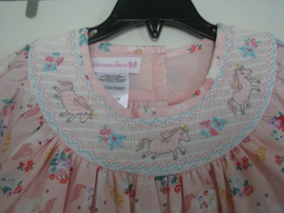 NWT girls pink smocked unicorn dress by 