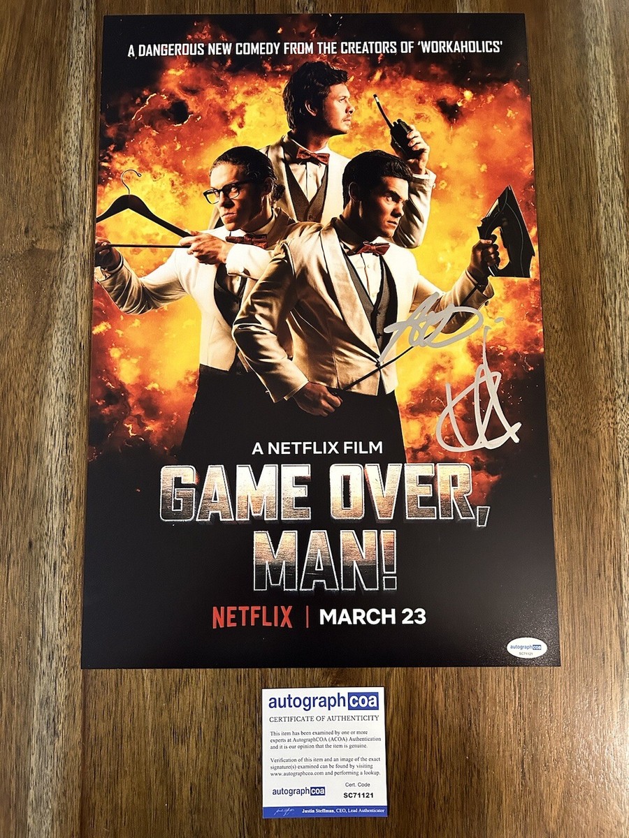Adam Devine Kyle Newacheck ‘Game Over, Man!’ Signed 12x18 Photo ACOA