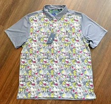 William Murray NWT Men's Large Gray With Animal Print Golf Polo Shirt NWT$88