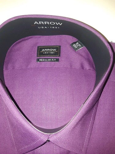 **NEW with Tags** Mens Arrow L/S Dress Shirt Purple 18-18 1/2 36-37 XXL - Picture 2 of 4