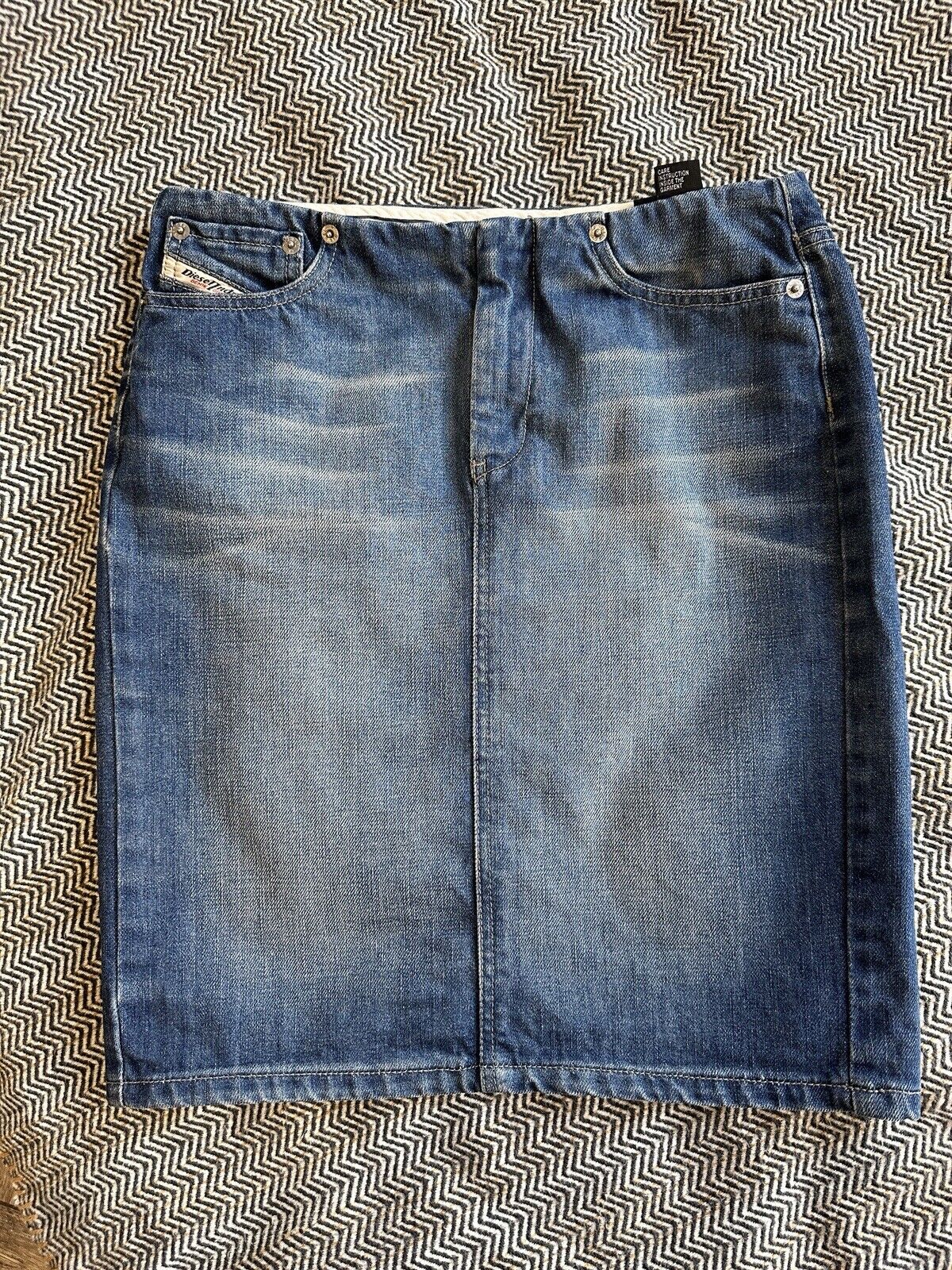 Vintage Diesel Denim Cotton Pencil Skirt Blue Siz… - image 9