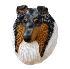 Collie Head Plaque Figurine Blue Merle Rough