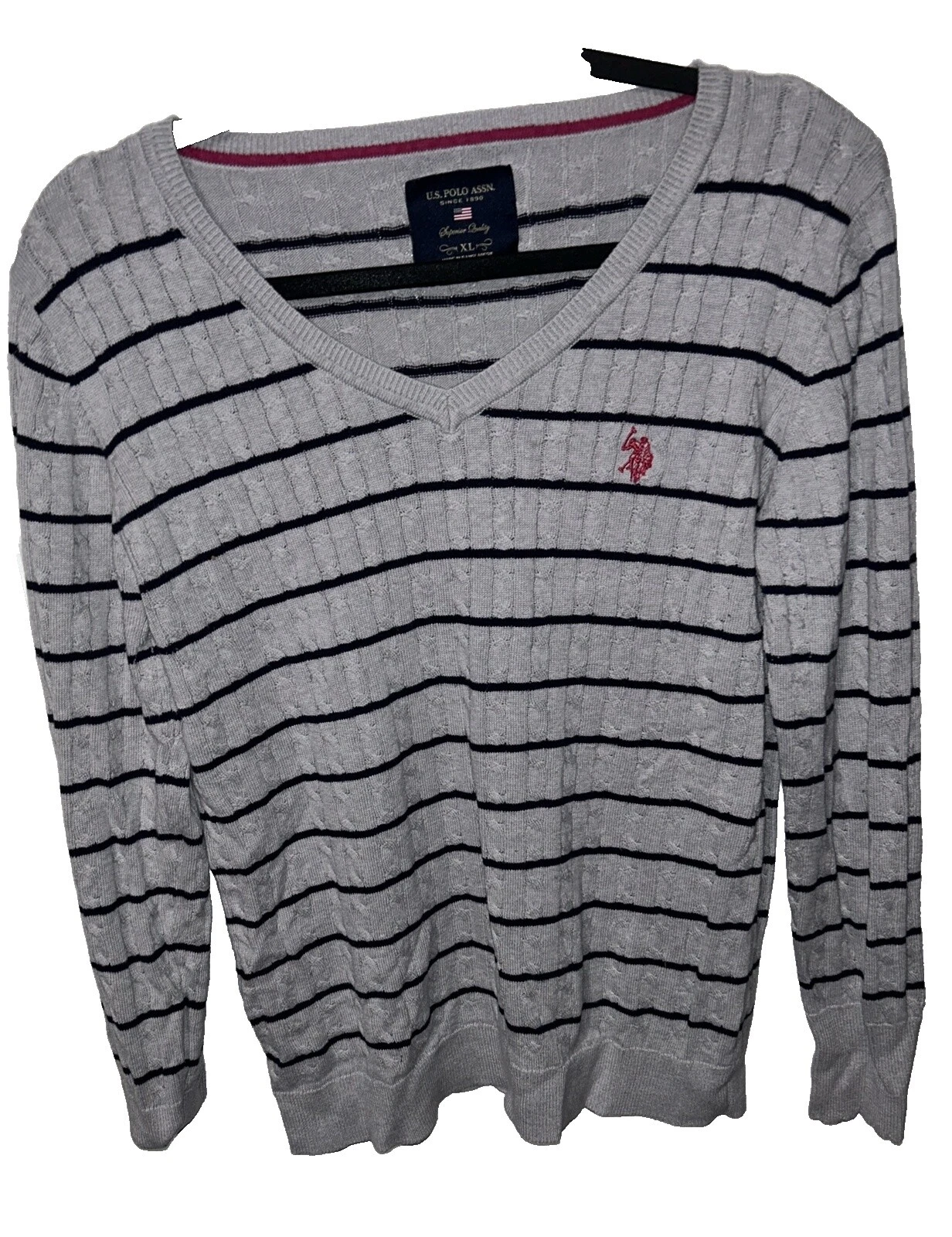 Escote en V US Polo Assn. Suéteres para mujer a rayas