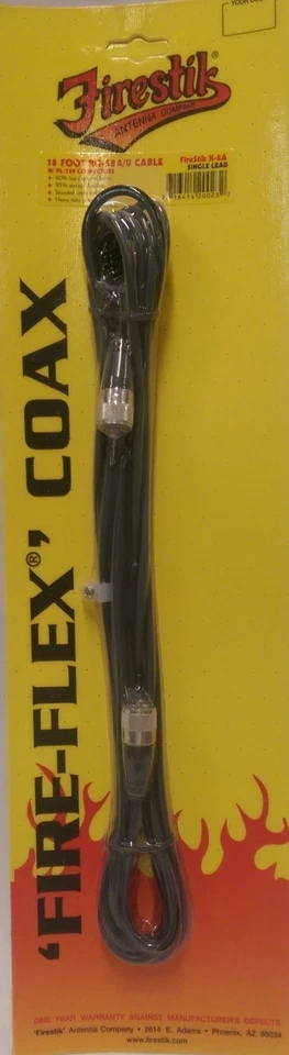 FireStik K-8A Fire-Flex 18 ft Single Antenna Coax Cable CB-Scanner-10 & 2 Meter - Image 2 of 3