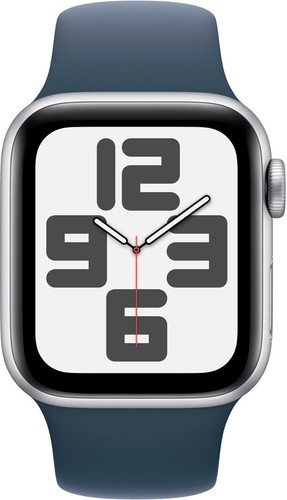 Apple Watch SE 2nd Gen 40mm Cellular Silver w/ S/M Storm Blue Sports Band - Photo 2 sur 2