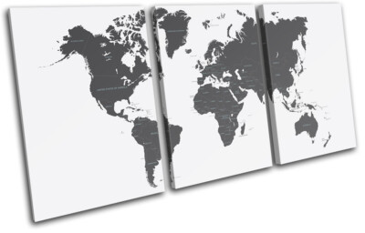 World Atlas Geography Globe Maps Flags TREBLE Leinwand Kunst Bild drucken