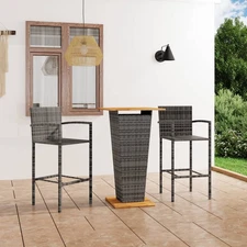 Garden Bar Set Grey PE Rattan Medium Footrest Garden Bar Set