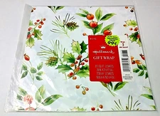 Vtg Hallmark Christmas Holly Berry Gift Wrapping Paper 2 (30" x 20" ea.) Sheets