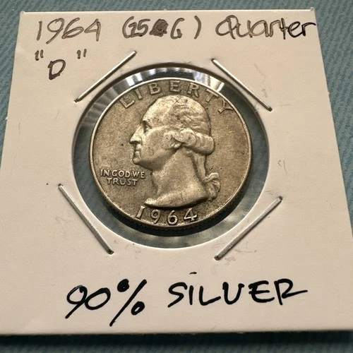 1964-D Washington Quarter (25ç) 90% Silver Good  Condition