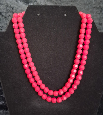 Multi-Wear RED Bead Necklace 8mm Double Layer Adjustable