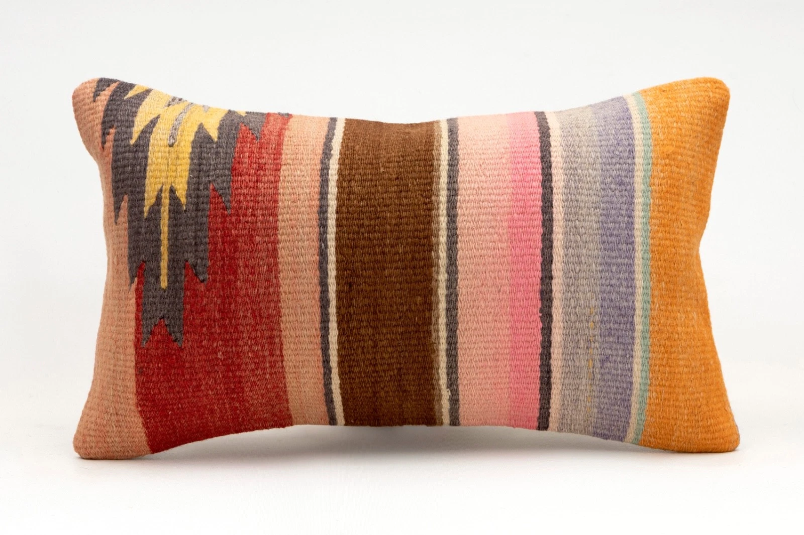 Decorative Pillow Cover, 12x20 in, Turkish Kilim Cushion, Boho Sofa Throw Pillow