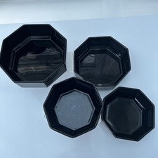 Vintage -Retro Arcoroc 1980s France Black Octime Glass Bowls x 4