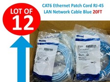 Lot of 12     CAT6 Ethernet Patch Cord 20 FT, RJ-45 LAN Network Cable Blue