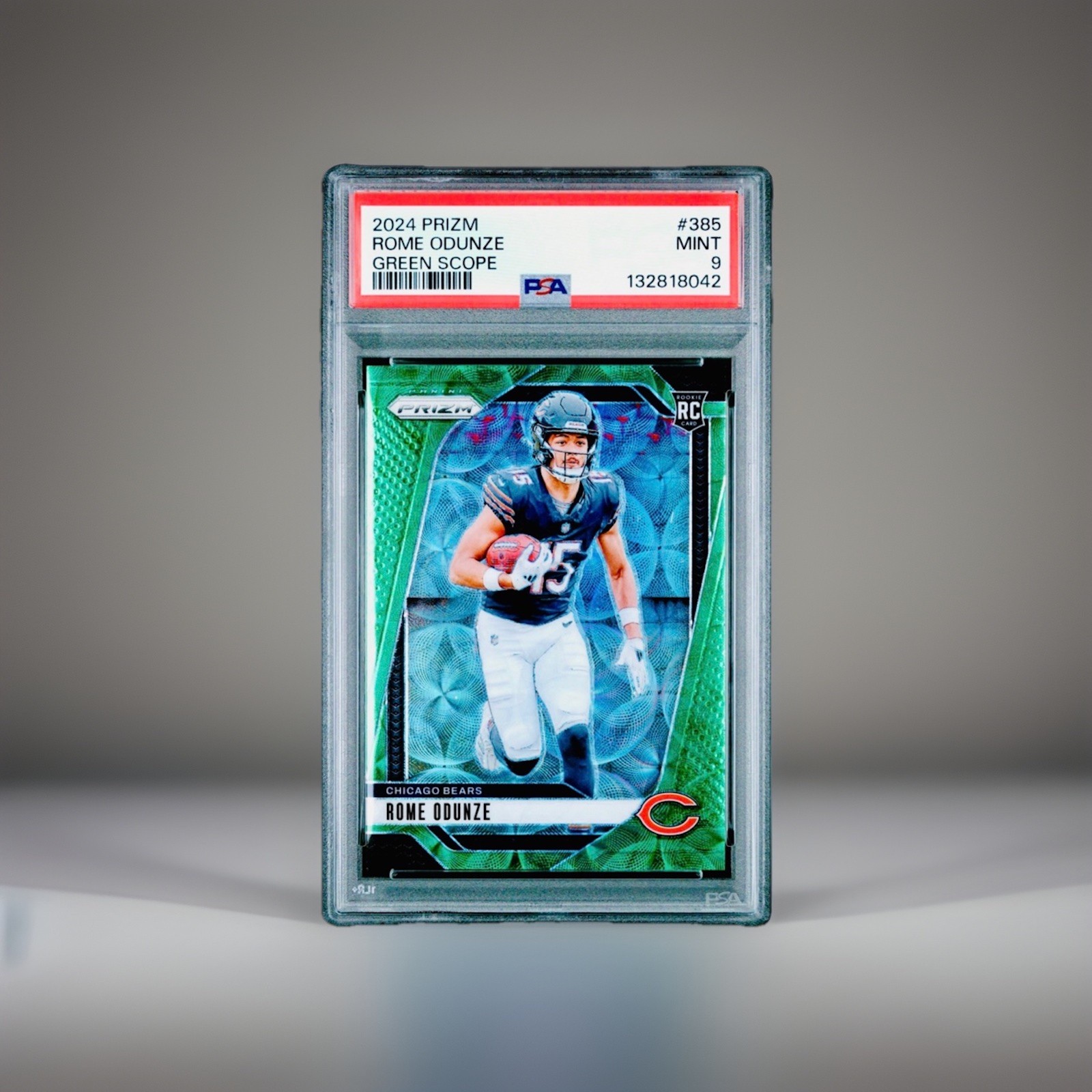 2024 Panini Prizm ROME ODUNZE ROOKIE GREEN SCOPE /75 #385 RC Chicago Bears PSA 9