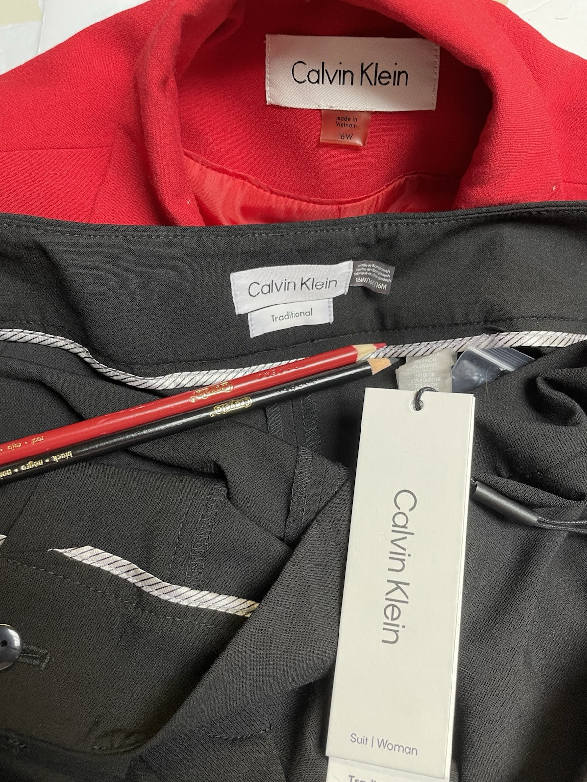 NEW Calvin Klein Pant Suit Size 16W Two Piece Set Pockets Traditional Fit  EXEC image 3
