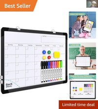 16x12 Double-Sided Monthly Planner Whiteboard - Magnetic for Home and Education