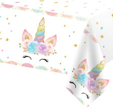 1PCS Unicorns Party Tablecloths for Birthday Decoration, Plastic Disposable Rect