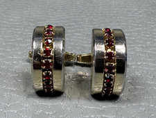 Vintage Red Stone Yellow Gold Plated Cuff Links