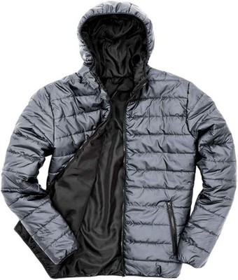 Result Mens Padded Jacket  Hooded Frost Grey/Black, XL