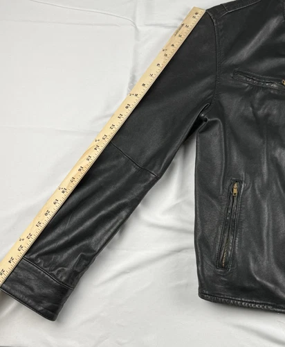 Levis Made and Crafted Black Sheepskin Leather Moto Jacket-Made in Italy Sml/Med image 10
