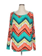 Cezanne Women Orange Long Sleeve T-Shirt 1X Plus