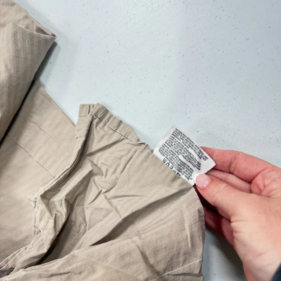 Charisma Fieldcrest Sábana Completa Doble Plana Marrón Rayas Supima Algodón Foto 3 de 4