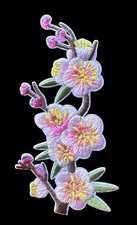 Embroidered Flower iron on patch applique 3 3/4 x 2 inch