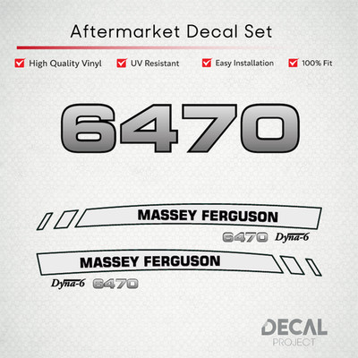 Massey Ferguson 6470 Decal Kit - Premium Dyna-6 Hood Graphics Restoration Set