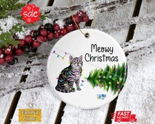 American Shorthair Cat Christmas Ornament - Funny Cats Ornaments - Cute Ameri...