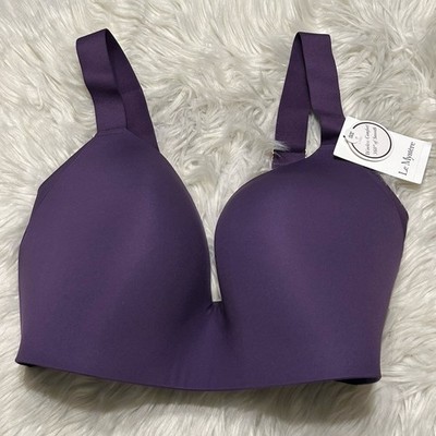 Le Mystere 32G Bra Purple Smooth Shape 360 Smoother Wireless Dark Plum NEW $68