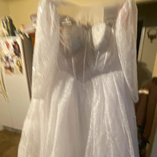 White Sequin Tulle Ball Gown/Duchess Full-Length Wedding Dress